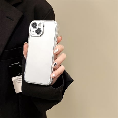 鏡 iPhone16/16Proケース シンプル アイフォン15pro/14/13proカバー メッキ メイク直しに便利 [M4566]