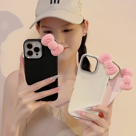 リボン iPhone15/15proケース 可愛い iPhone14pro/13/12カバー お揃い 女子力アップ[M3735]