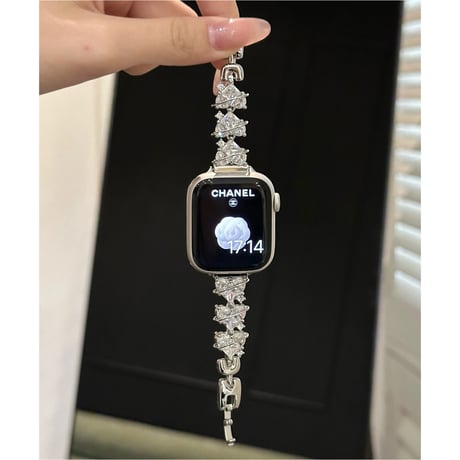 ハートダイヤ AppleWatchバンド 高品質 金属 アップルウォッチ10/9 ベルト Ultra3/2/1 Series 10/9/8 SE3/2/1 高級感キラキラ[M5639]