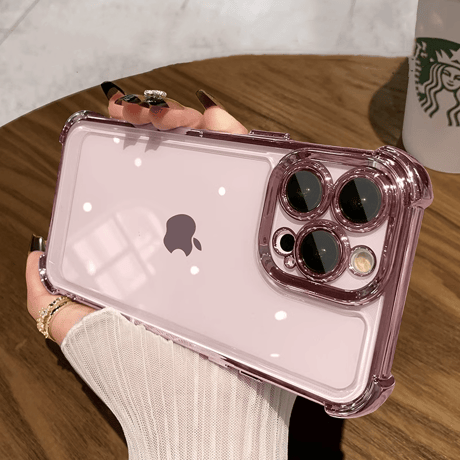 iPhone15Pro/15promaxケース 耐衝撃 レンズ保護 メッキクリアアイフォン14/13/12ケース カッコイイ[M3507]