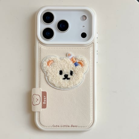ニット熊 iPhone17Pro/17ケース 皮製 iPhone16Pro/15Promaxカバー 可愛い ギフトにおすすめ [M5779]