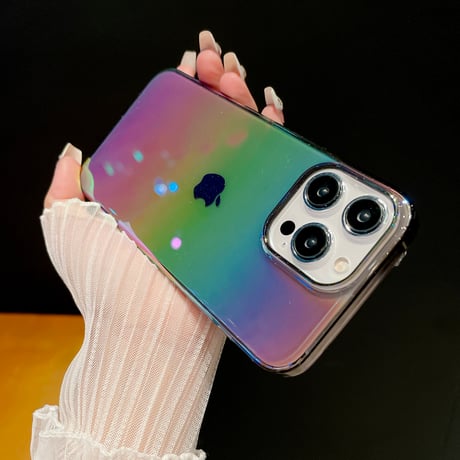 グラデーションカラー iPhone15/15promaxケース キラキラ iphone14pro/13/12カバー ラメ入り きれい 頑丈[M4223]