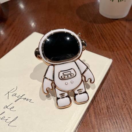 メッキ宇宙飛行士 スマホグリップ   可愛い グリップトーク  スマホリング  落下防止 卓上スタンド機能 可愛い  便利多機能 艶あり[M2121]