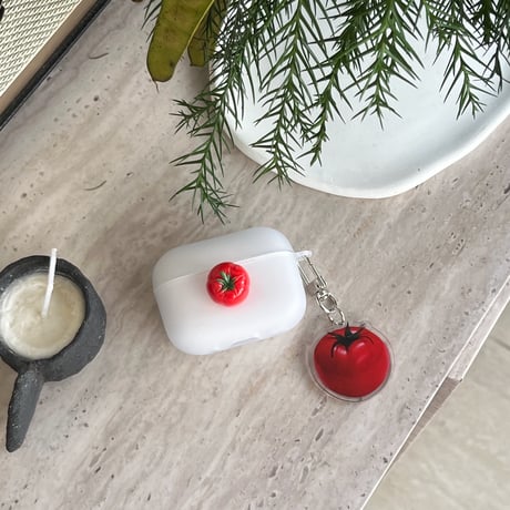 トマト Airpods 4ケース 指紋防止 Airpods3/2カバー Airpodspro2/pro  キーホルダー付き 黄ばまない[M5022]