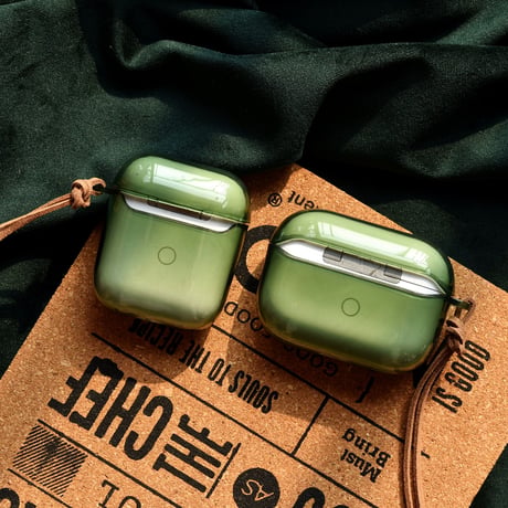 Lucky AirpodsPro第3世代ケース  透明 グリーン airpods4/3カバー  高級感 艶あり  ファッションM1471