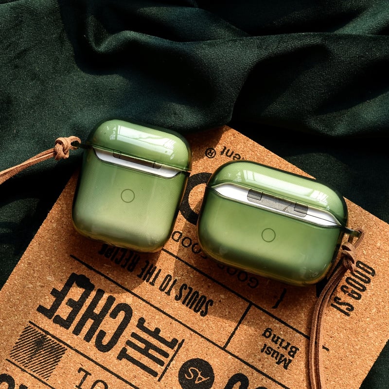 Lucky AirpodsPro第3世代ケース 透明 グリーン airpods4/3カバー