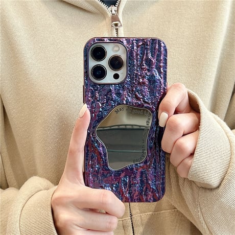 高級感ミラーiphone14/13proケース 立体皺 エンボス加工 アイフォン12/11カバー  オシャレ 頑丈 高品質 Girlsに大人気[M3016]