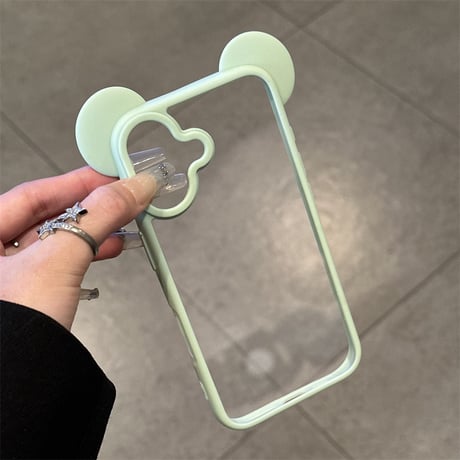 可愛い耳付 iPhone17/16Proケース パステルカラー iPhone15plus/14pro/13カバー 淡色透明ケース 黄ばまない GIFT [M5538]