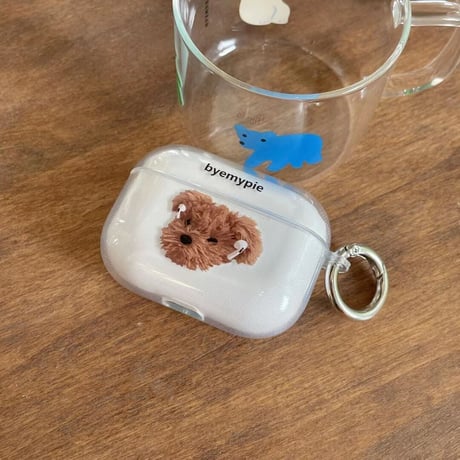【Airpods 4】プードル 犬柄  airpodsproケース かわいい airpodsカバー   リング付 艶あり 人気品 M737