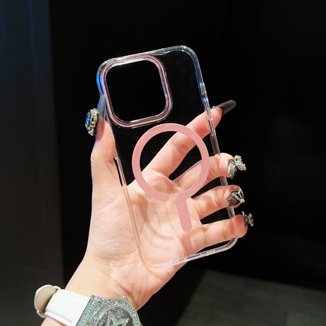 iPhone15pro/15promaxケース magsafe対応 高透明 iPhone14pro/13promax/12カバー 黄ばまない シンプル [M4298]