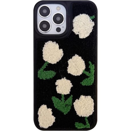 草花 iphone16pro/15ケース  刺繡入り iphone14/13/12/11カバー 秋冬人気アイテム ファッション 女子力アップ[M3616]