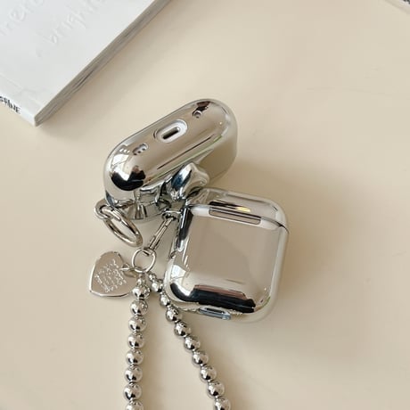 ハートデコ Airpods 4ケース ストラップ/リング Airpods3/Pro2ケース airpodsproカバー 可愛い 光沢感メッキ[M5094]