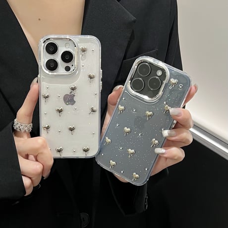 ハート iPhone15/15pro/15plusケース キラキララメ アイフォン14plus/13pro/12ケース 女子力アップ 黄ばまない[M4509]