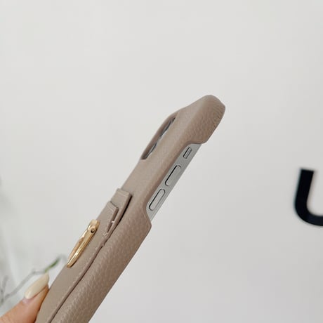 カード入れ2個 アイフォン14pro/14plusカバー リング付き iPhone13mini/12/11proケース レザー製 ハードケース  シンプル 実用 [M2545]