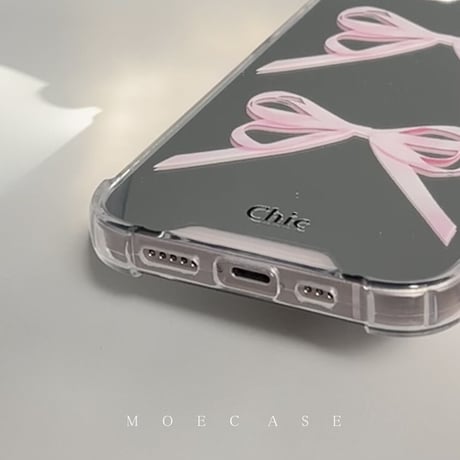 リボン ミラー iPhone14/13ケース  シック アイフォン13/12/11promaxカバー 使いやすい 化粧直しに便利 ガールズに人気[M2746]