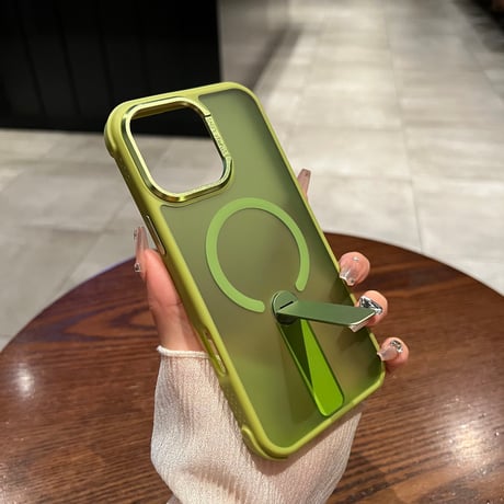 スタンド付 iPhone17Pro/16promaxケース 指紋防止耐衝撃 iPhone15Pro/14promaxカバー Magsafe充電 [M5534]