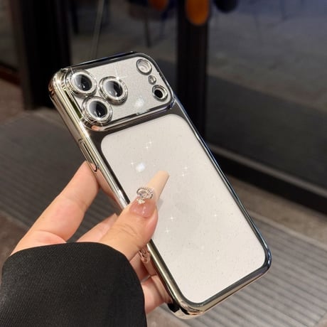 キラキラレンズフイルム付 iPhone17Pro/17ProMaxケース 背面ラメ入り クリア iPhone17ケース メッキ 高品質 高級感 [M5817]