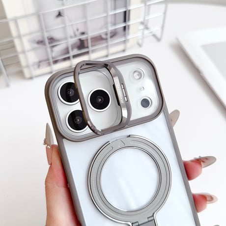 高機能高級感 iPhone17pro/16promaxケース MagSafeリングスタンドiphone15/14promax/13/12proカバー 耐衝撃 黄ばまない[M4058]