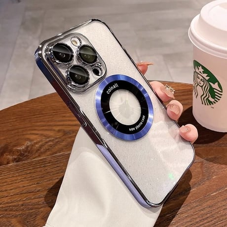MagSafe キラキラ iPhone15pro/15promaxケース  黄ばまないクリアiPhone14/13proカバー  カメラ保護 高級感 トレンド[M3541]