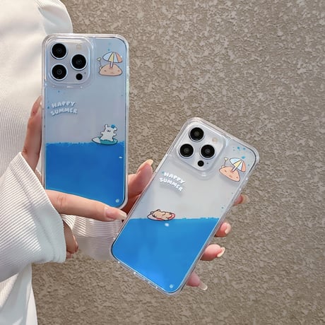 液体 iPhone15/15proケース サーフィンする犬ちゃん iphone14/13/12proカバー ストレス解消 面白い ギフトに最適[M4085]