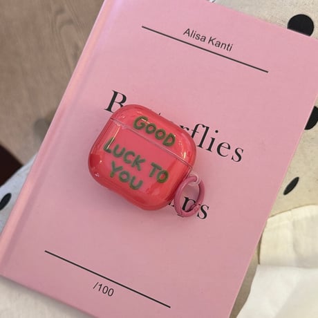 Good Luck to you AirPodsPro3/Pro2ケース チェリーカラー  AirPods4/3ケースカラビナ付き ギフトにおすすめ [M6716]