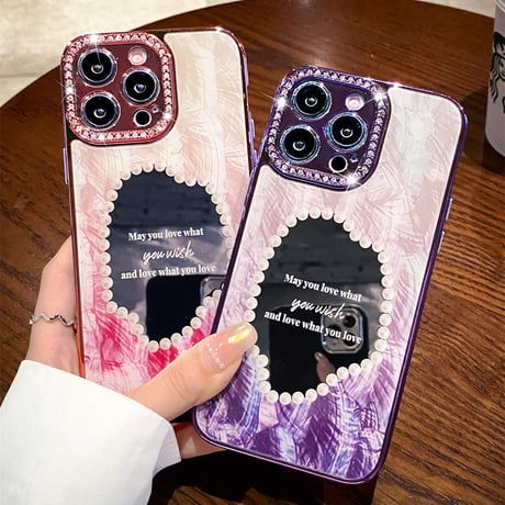 ジュエリー ミラー iPhone15/15proケース キラキラ シェル風 iPhone14/13proソフトカバー  高級感 オシャレ トレンド [M3675]
