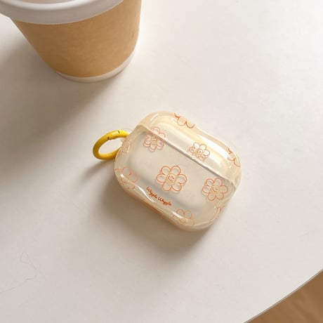 韓国風 Airpods4ケース 笑顔花 AirpodsPro2ケース airpods3/2カバー  かわいい リング付 淡色系 [M5328]