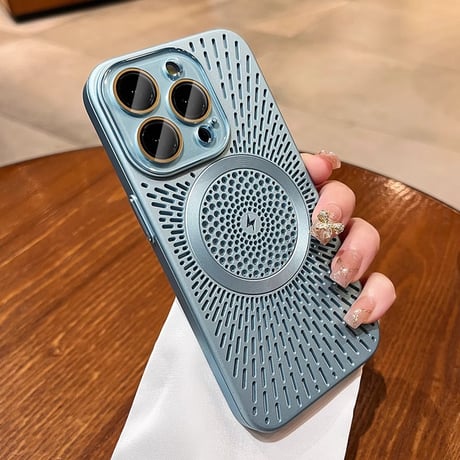 放熱 iPhone16Pro/16ProMaxケース MagSafe iPhone15Pro/14/13カバー 熱中症対策 レンズカバー付 [M4620]