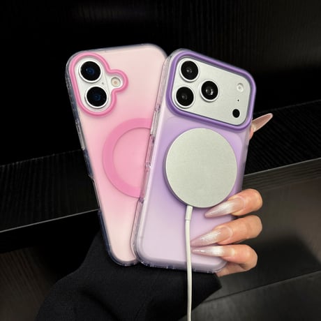 薄型軽量 iPhone17Pro/17ケース  MagSafe対応 指紋防止 アイフォン16ProMax/15pro/14カバー グラデーションカラー [M6469]
