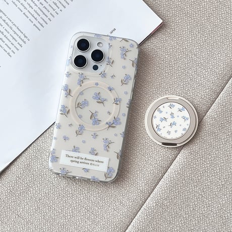MagSafeリングスタンド iPhone16/16Proケース 花柄 ワイヤレス充電iPhone15Pro/14/13カバー コスパ抜群 女子力高い [M4853]