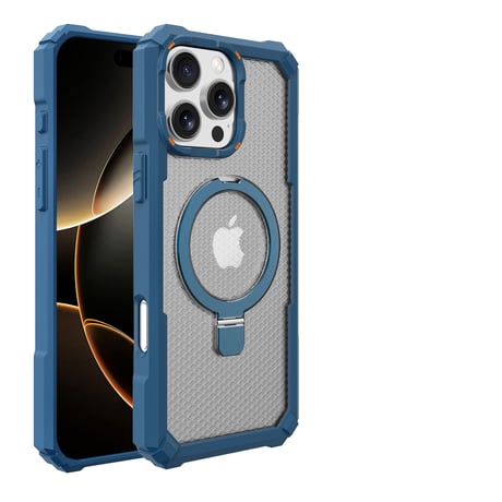 耐衝撃頑丈 iPhone16Promax/16Eケース Magsafe対応リングスタンド iPhone15/14/13proカバー レンズフィルム付 指紋防止 [M5422]