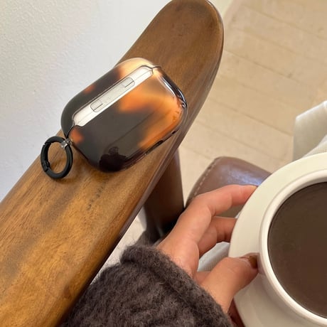 ぼかしブラウン Airpods 4ケース 琥珀色 Airpodspro2/proカバー Airpods3/2 高級感ストラップ 光沢感ある[M4851]