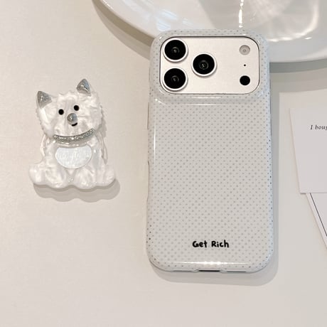 ミラー付犬ちゃんグリップ iPhone17Pro/17ケース 可愛すぎ iPhone16Pro/15ケース スタンド付き[M6331]