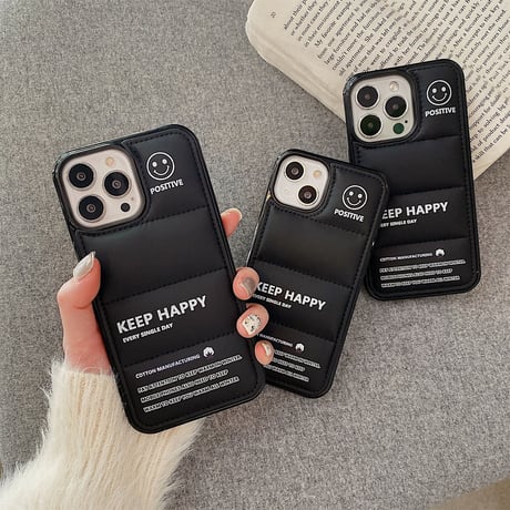 ダウン 笑顔iPhone14pro/14plusスマホケース にこちゃん Keep Happy アイフォン13/12/11proカバー ファッション 高品質 男女兼用 プレゼントに最適 [M2587]