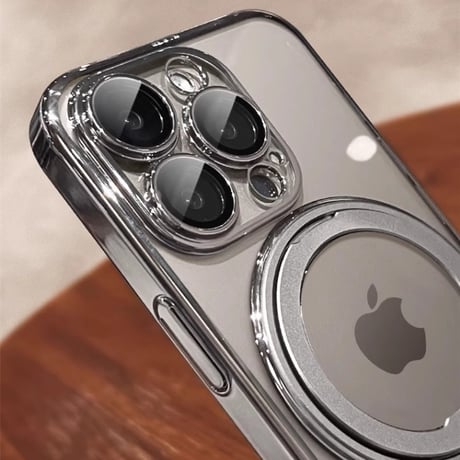 Magsafeリングスタンド一体 iPhone16Pro/16ProMaxケース 高品質高機能 iPhone15Pro/14/13ケース 飽きないデザイン メッキ レンズ保護 [M4773]
