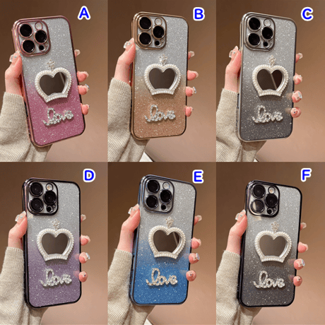 可愛い鏡付 iPhone16pro/16plusケース ラメ入り iPhone15pro/SE/14カバー おしゃれ 女子力高い 人気[M5263]