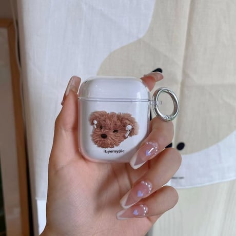 【Airpods 4】プードル 犬柄  airpodsproケース かわいい airpodsカバー   リング付 艶あり 人気品 M737