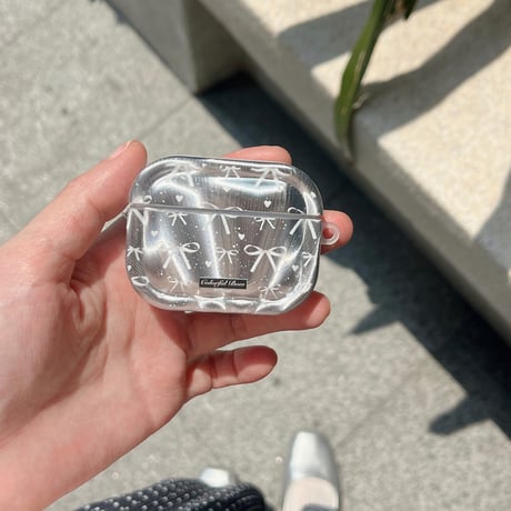 【Airpods4】オーロラカラーリボン Airpodspro2/proケース パールアクセサリー付 Airpods3/2カバー 高級感 綺麗[M4282]