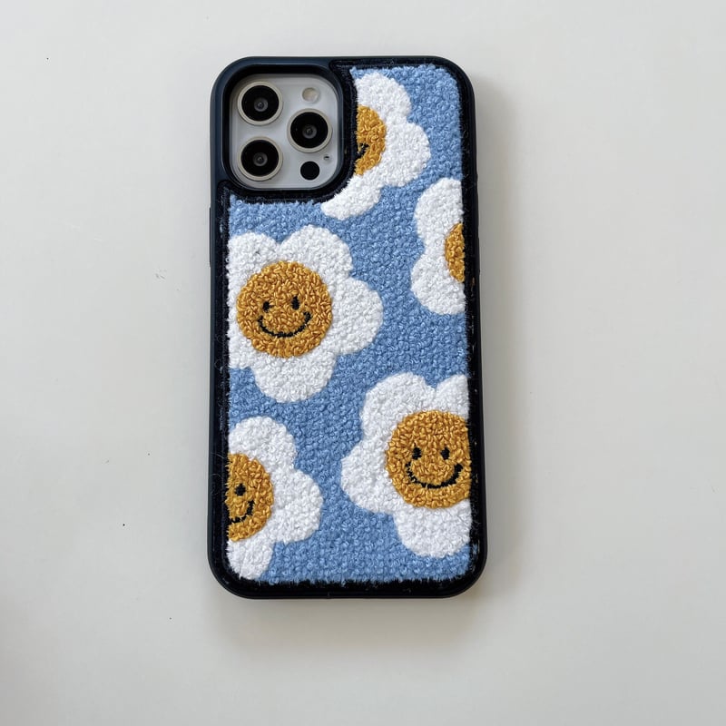 笑顔の花 iphone16/15/14proケース 刺繍入り可愛い iphone13/12/1