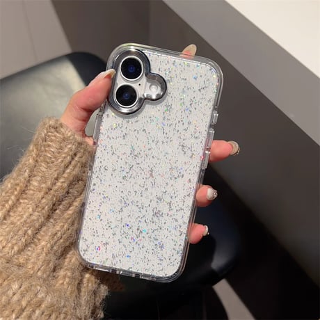 キラキラグリッター iphone16/16proカバー  頑丈 iphone15pro/14/13ケース シンプル風 シック 保護力強い [M4961]