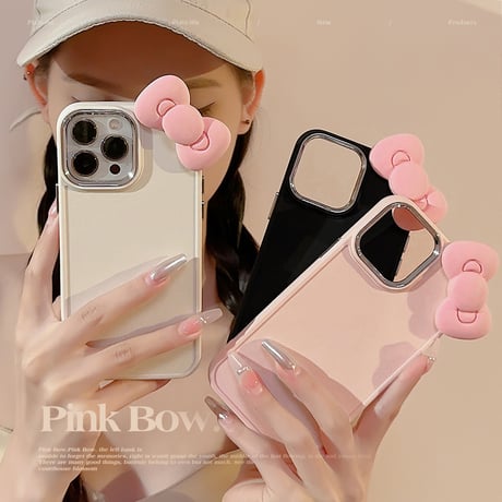 リボン iPhone15/15proケース 可愛い iPhone14pro/13/12カバー お揃い 女子力アップ[M3735]