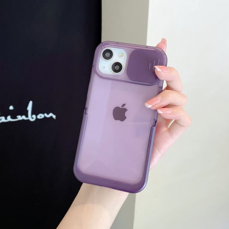 レンズカバー付 iPhone14pro/14ケース スタンド付 アイフォン13/12proカバー クリア シンプル かわいい 便利[M3127]