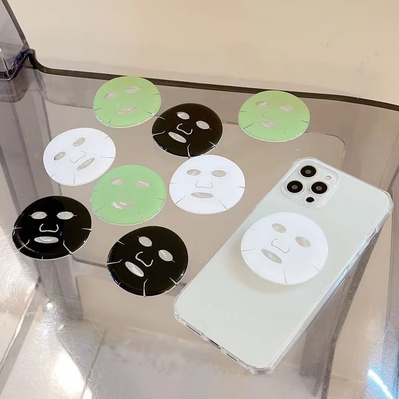 フェイスパック グリップ付 iphone13pro/12ケース 美容マスク クリア耐