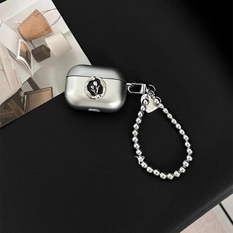 高級感 Airpods 4ケース チューリップ  Airpodspro2/proカバー Airpods3/2 ビーズストラップ/ショルダーストラップ オシャレ[M4753]