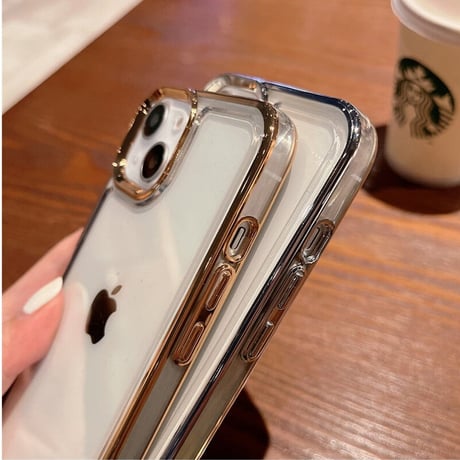 【iPhone16対応】黄ばまないアイフォン15pro/14promaxケース 高透明  高級感 メッキ 耐衝撃加工[M2260]