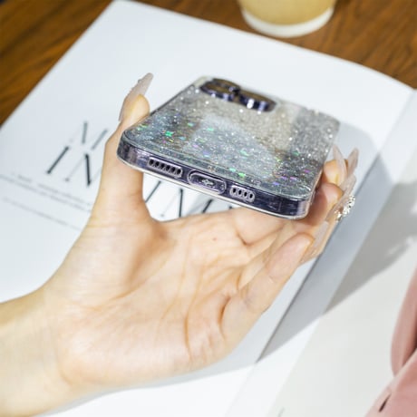 キラキラ眩しい iPhone15/15plus/15proケース きれいグリッター入り iPhone14/13mini/12ケース かわいい インナーシート付[M3937]