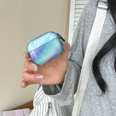 グラデーションカラー Airpods 4ケース 艶感 Airpods3/Pro2ケース airpodsproカバー リング付 おしゃれ シック [M5447]