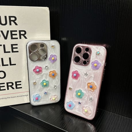 多彩花 iPhone16pro/16ケース カメラ保護 iPhone15promax/14/13カバー ハンドメイド 可愛い [M5405]
