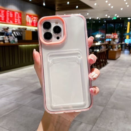 ICカード入れ iphone14pro/15proケース  カラー枠 頑丈iphone13/12/11proカバー   シンプル  お揃い 使いやすい 定番[[M2663]