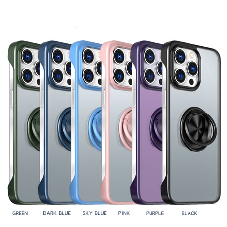 リング付 iPhone15pro/15promaxケース スタンド一体 指紋防止iphone14/13Promaxケース 薄型軽量[M3704]